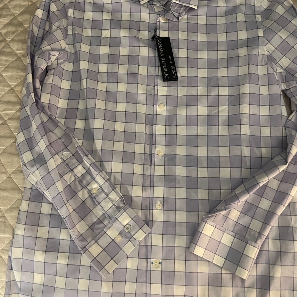 Banana Republic Men's Lavender Plaid Shirt, Large, NWT